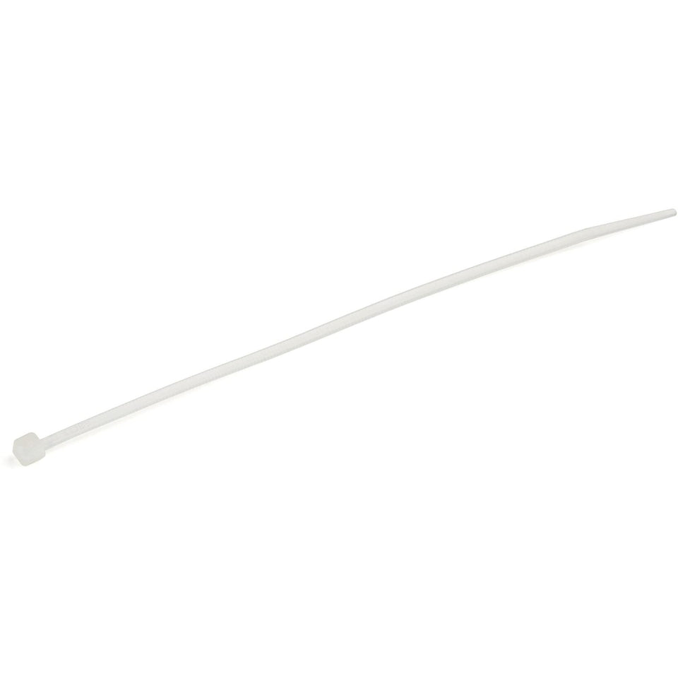 StarTech 1000-pack 6-inch white cable ties with curved tip for fast cable organization.