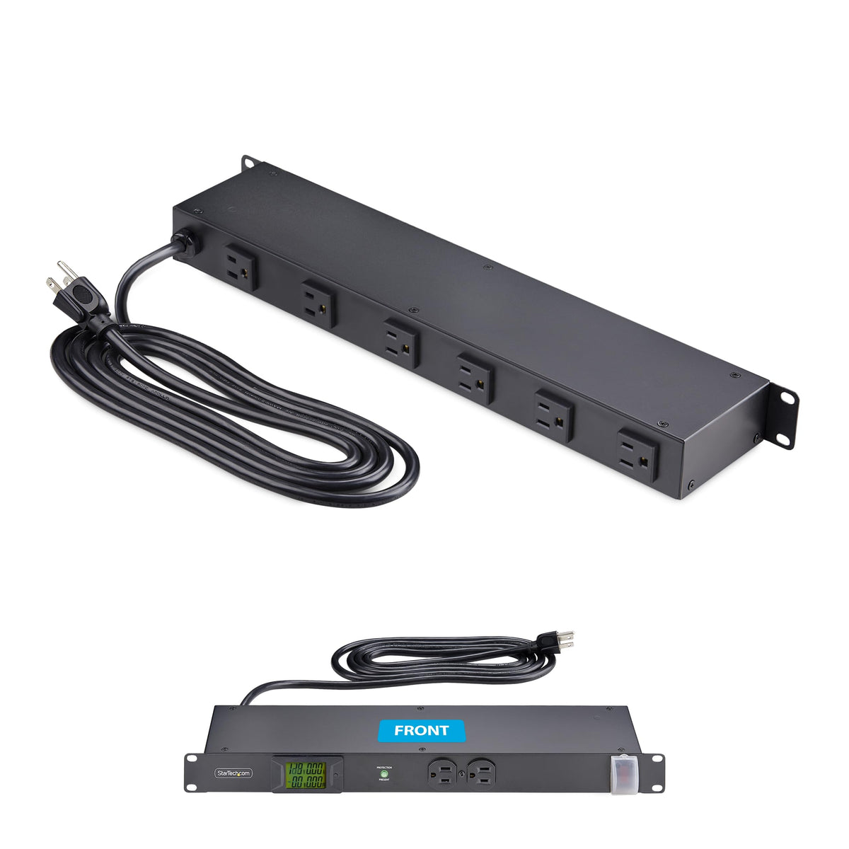 StarTech.com 8-outlet PDU rear view shows eight outlets for dense racks.
