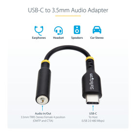 StarTech.com close-up of DAC chipset inside adapter illustrating high-resolution audio conversion benefit