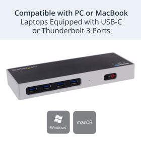 DK30A2DH back ports highlight USB-A, Ethernet, and audio jacks for full connectivity