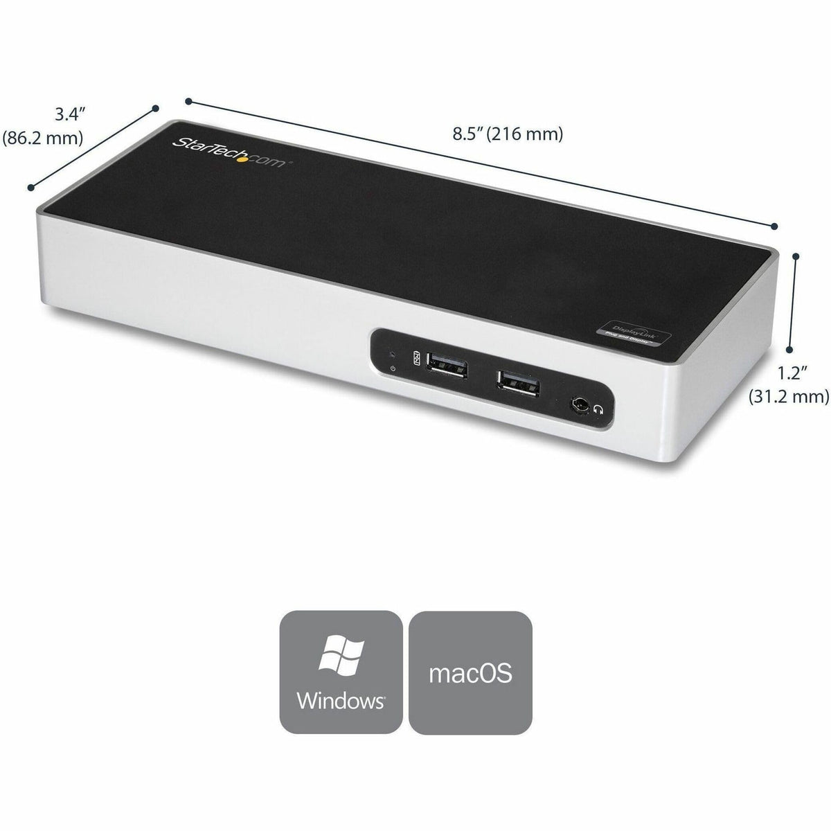 StarTech.com DK30ADD USB 3.0 dock with DisplayLink for broad OS support.
