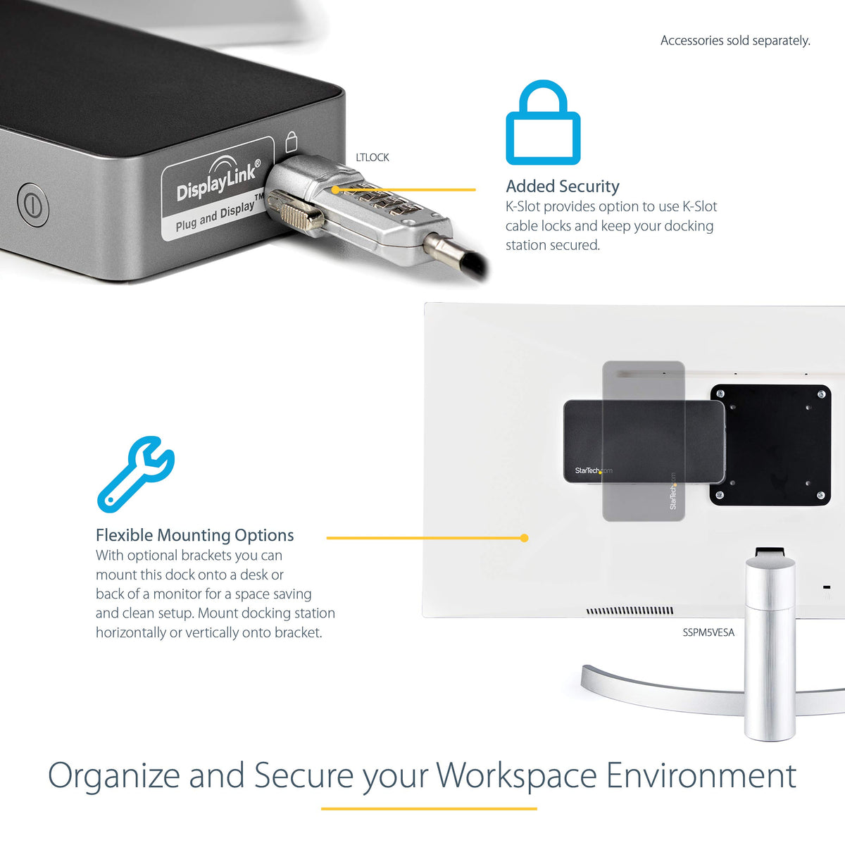 StarTech.com DK30CHHPD K-slot and cable management for tidy desks