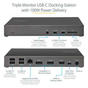 StarTech.com DK31C2DHSPD 100W Power Delivery keeps your laptop charged during heavy work.