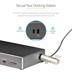 StarTech.com DK31C2DHSPD security features include two lock slots for equipment safety.