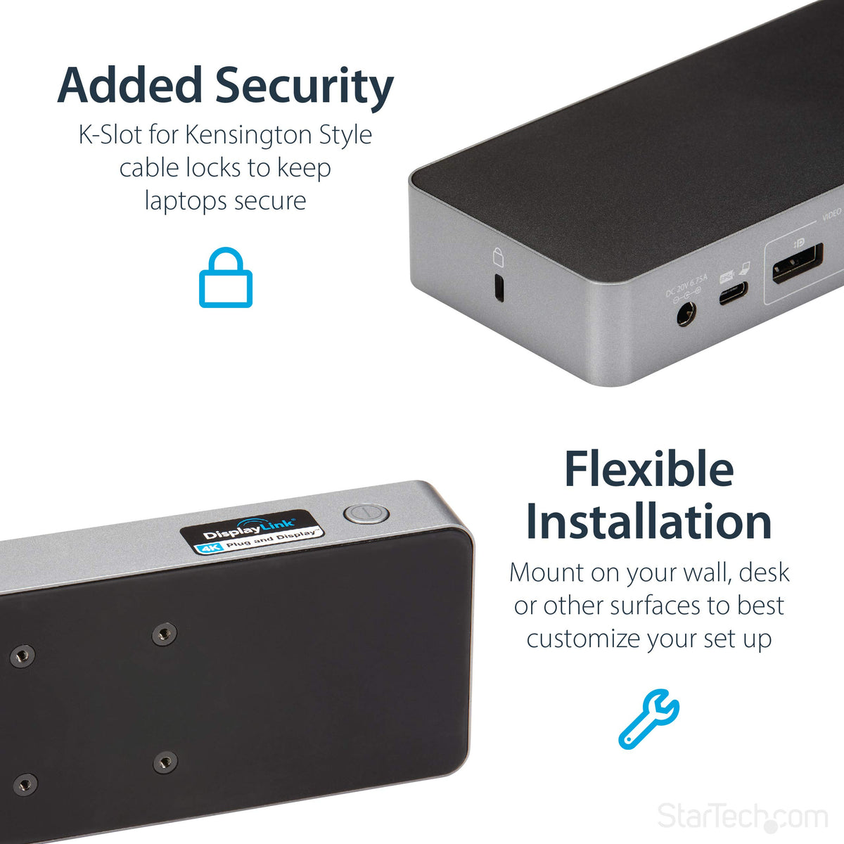 StarTech.com secure lock slot enhances workspace security.