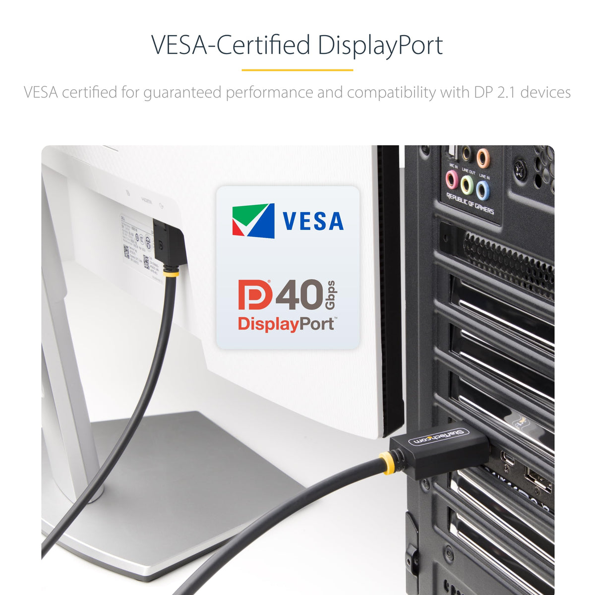 StarTech.com DP40 cable with braided shield delivering EMI-protected clear video