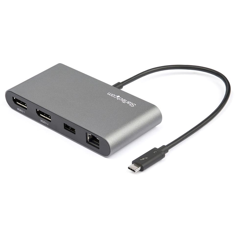 StarTech.com dual monitor Thunderbolt mini dock front view with 4K outputs