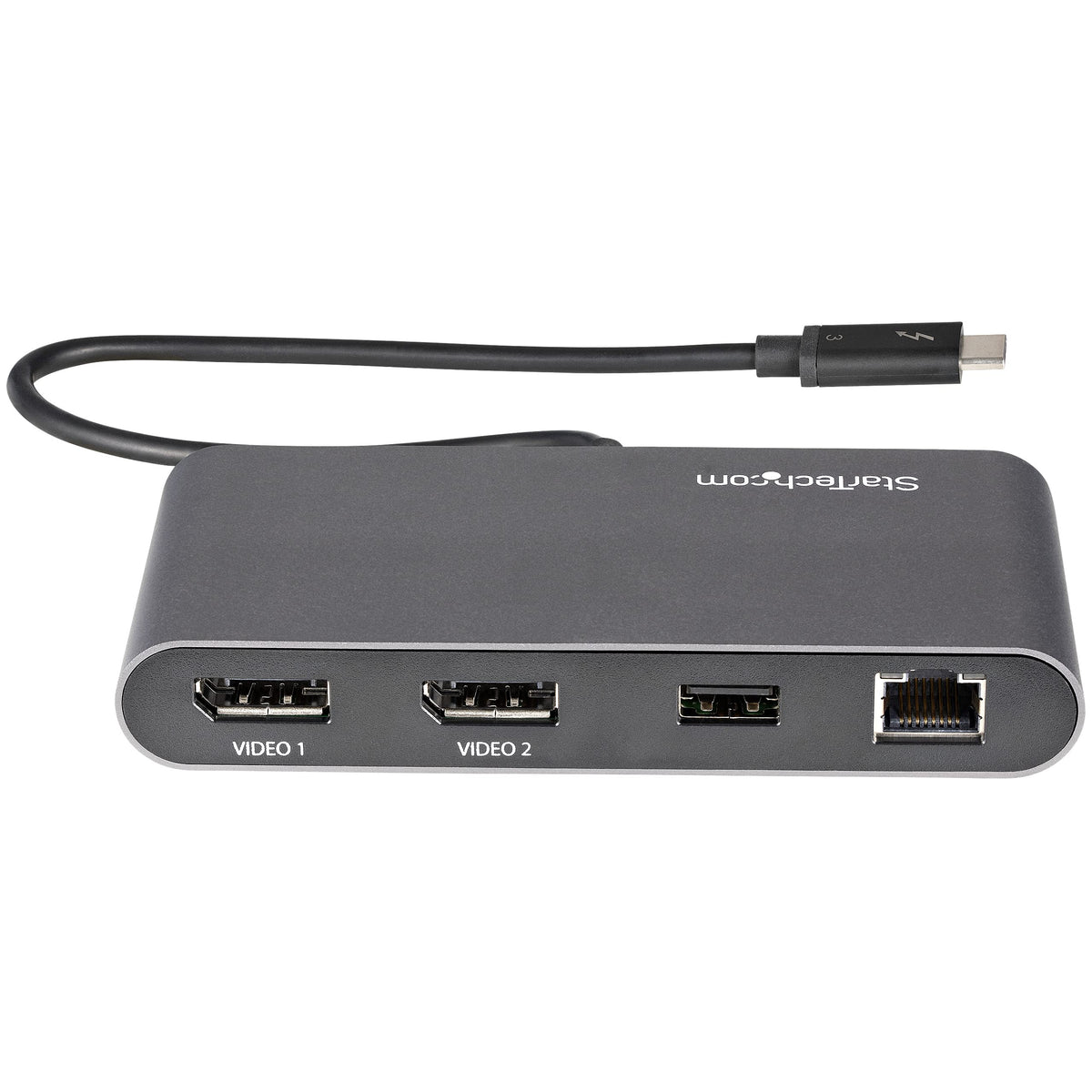 StarTech.com compact dock in a tidy workspace with extended 11 inch cable