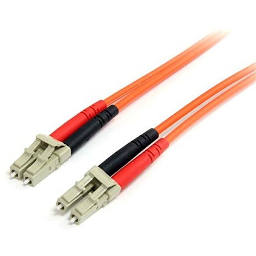 StarTech.com LC-LC duplex connectors close-up for reliable data transmission.