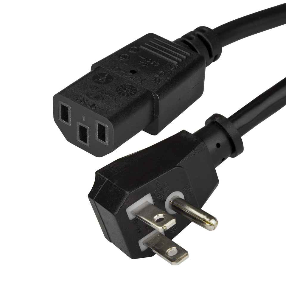 StarTech.com flat NEMA 5-15P to C13 cord with flush plug for space-saving setups.