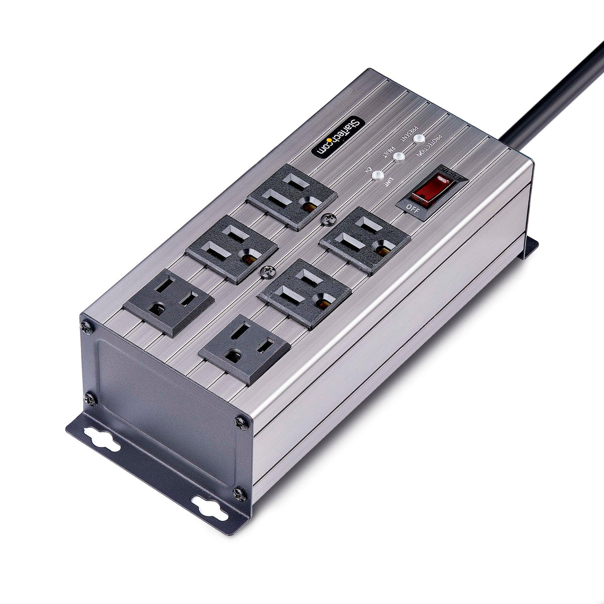 StarTech power strip shows 8 ft cord for flexible placement