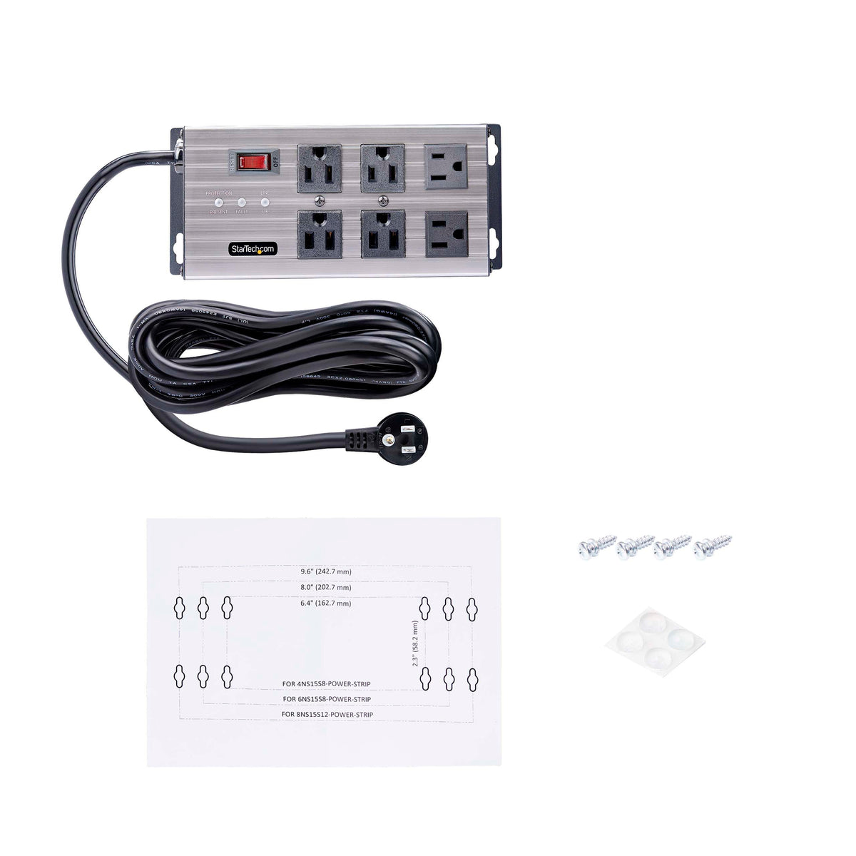 StarTech power strip in server room setup for network devices