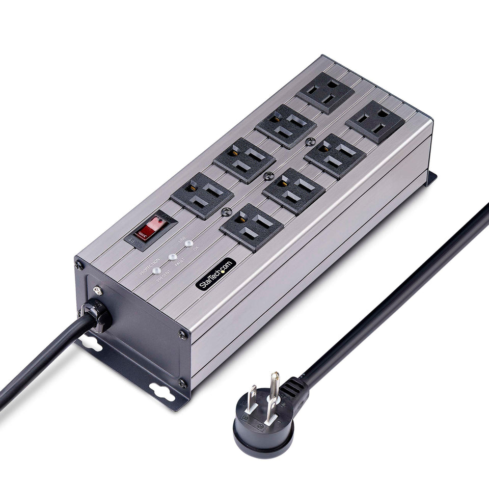 StarTech.com flat plug 8-outlet PDU with eight NEMA outlets for flexible power distribution