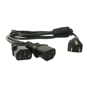 StarTech.com front view of 6ft Y splitter showing plug and dual C13s for flexible setups