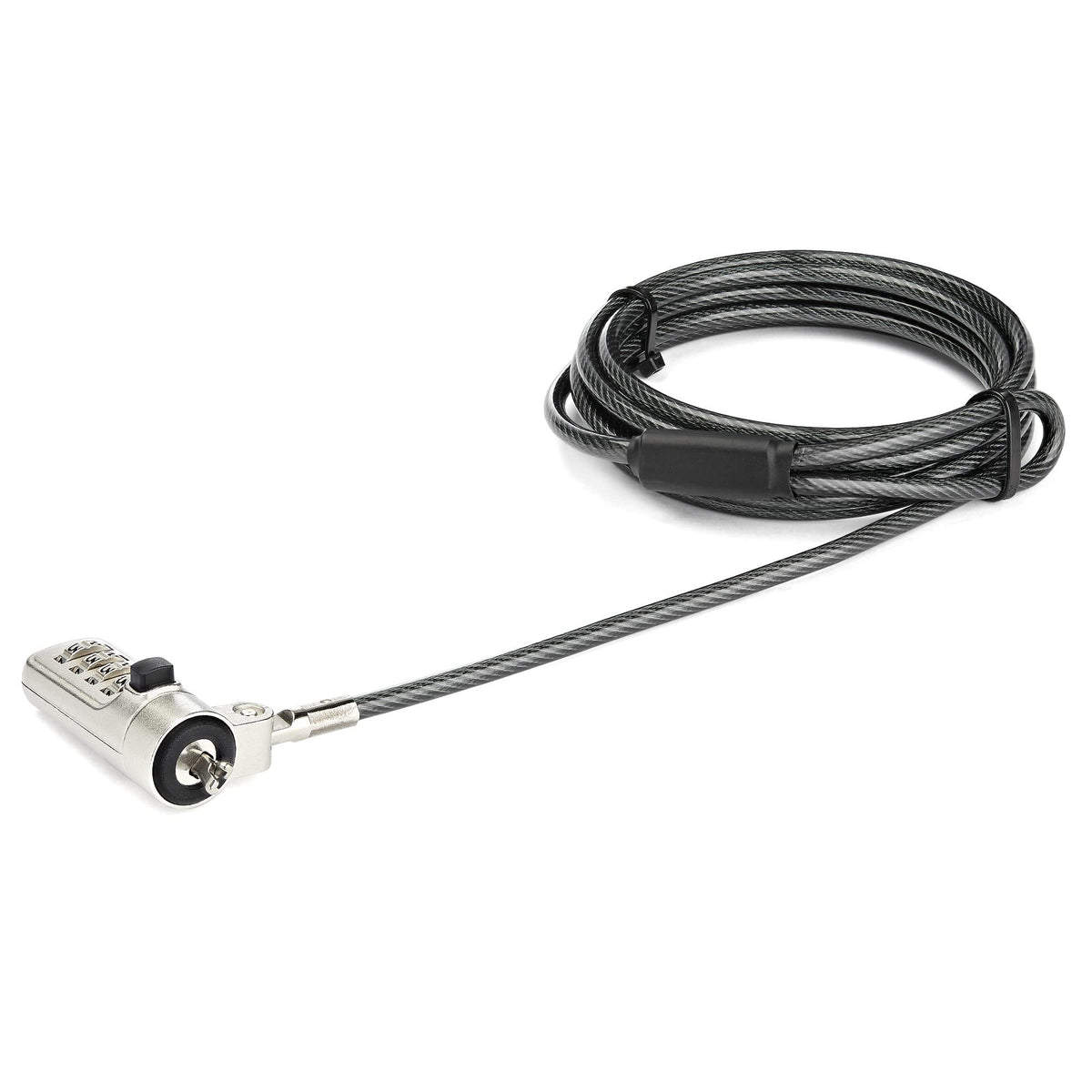 StarTech.com lock head close-up showing secure wedge slot fit and easy setup benefit