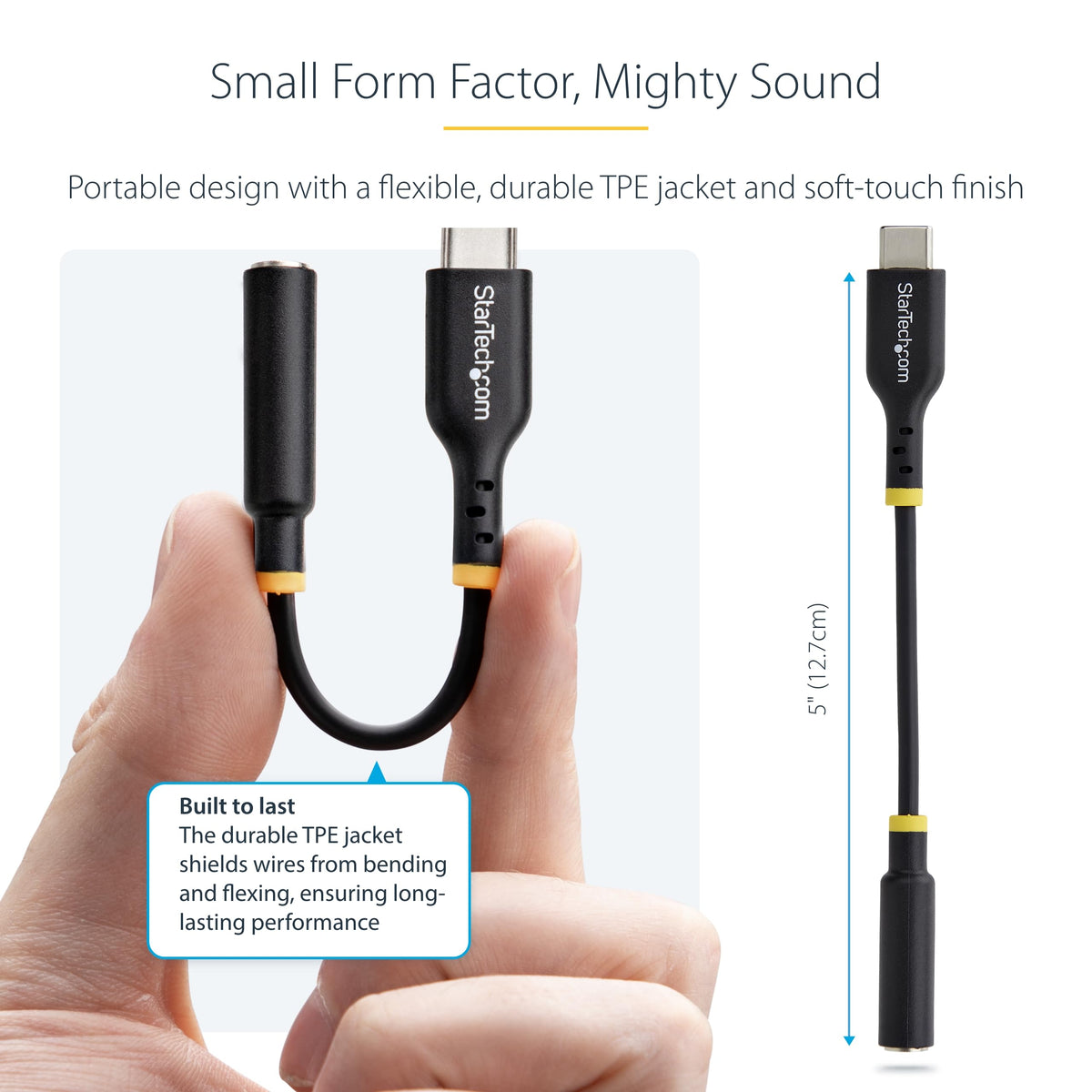 StarTech.com adapter connected to headset during a call demonstrating reliable mic and in-line control support