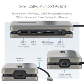 StarTech.com detail of the attached 10-inch USB-C host cable showing strain-free connection during travel