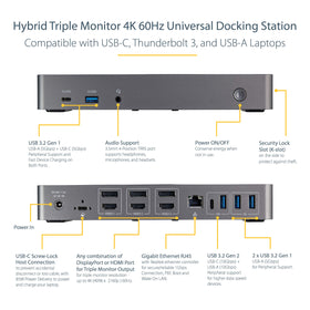 StarTech.com rear ports and Ethernet for versatile workstation connectivity.