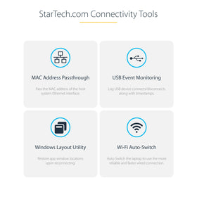 StarTech.com dock mounted on a desk edge for space-saving setup.