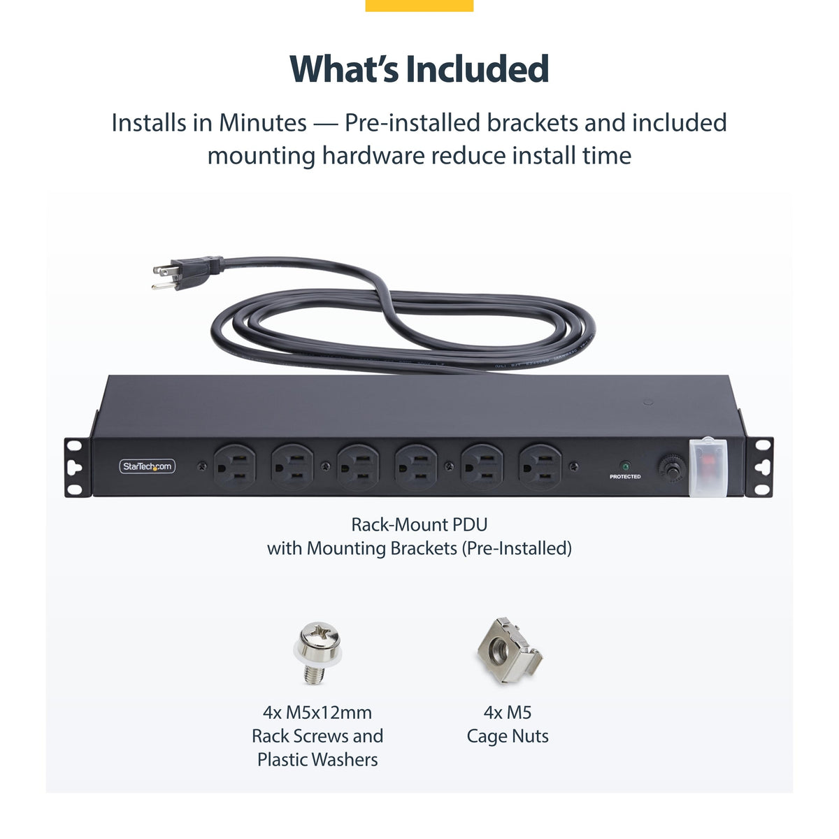 StarTech.com 8ft power cord provides reach for distant outlets.