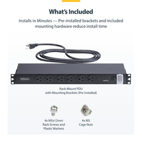 StarTech.com 8ft power cord provides reach for distant outlets.