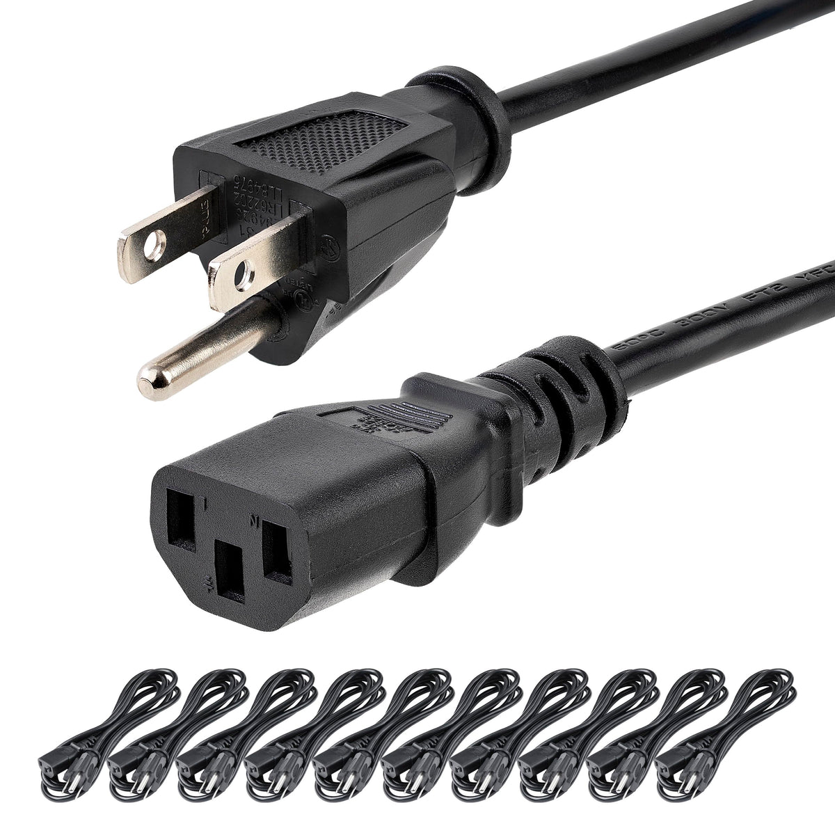 StarTech.com PXT10110PK cord with NEMA 5-15P to C13 connectors for monitors and PCs.