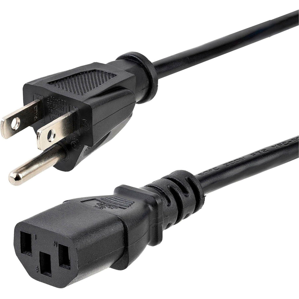 StarTech.com PXT10112 12ft power cord with NEMA 5-15P to C13 for reliable PC connections.