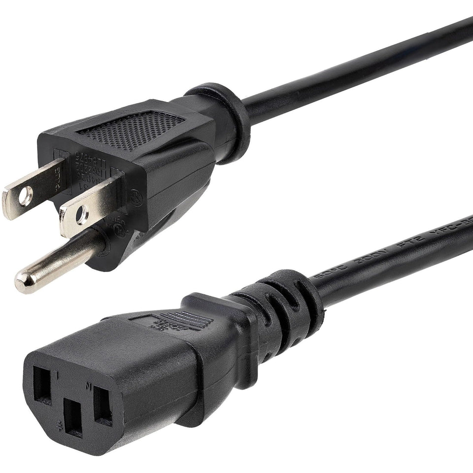 StarTech.com PXT101146 6ft power cord, full-length view, ideal for reliable workstation power