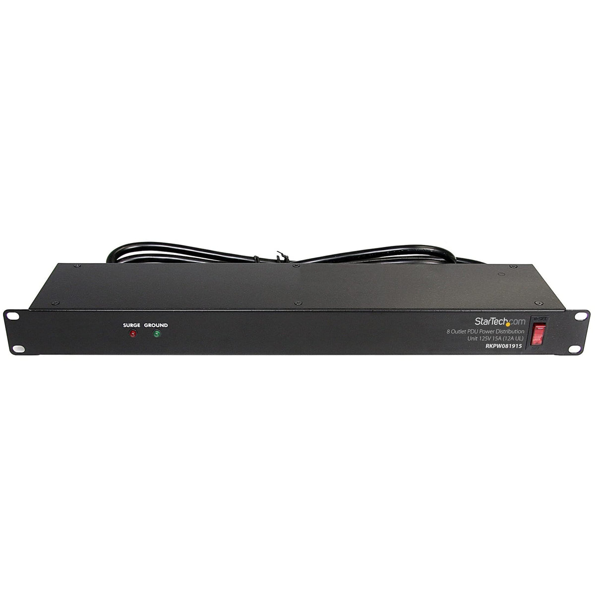 StarTech.com RKPW081915 front view with eight outlets and surge protection