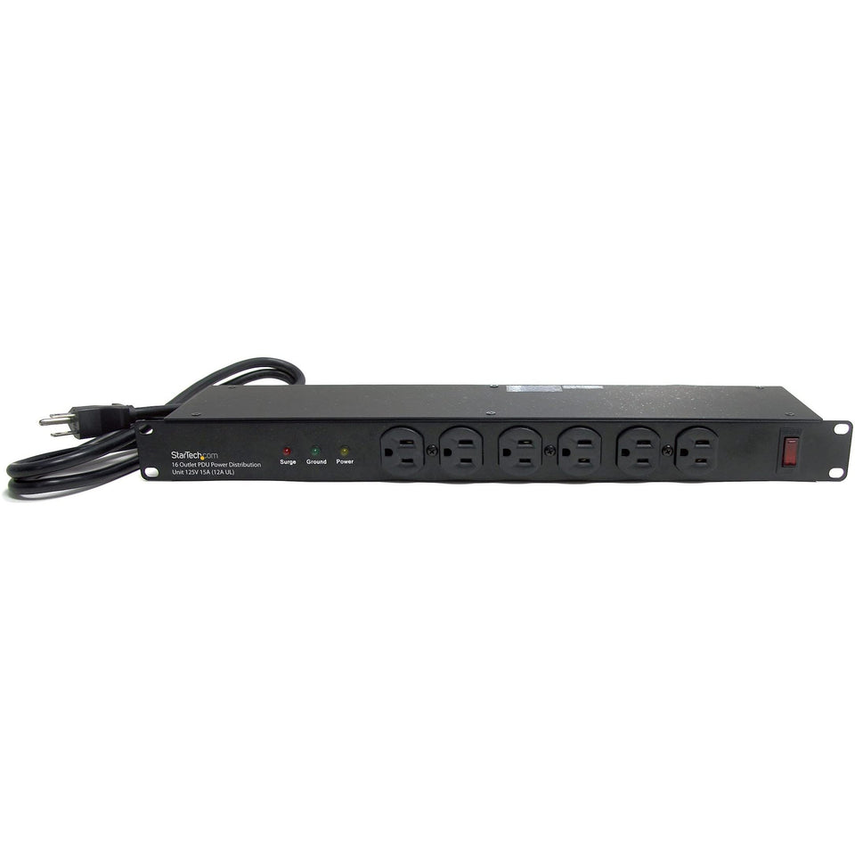 StarTech RKPW161915 front panel with 16 outlets for easy access and cable management.
