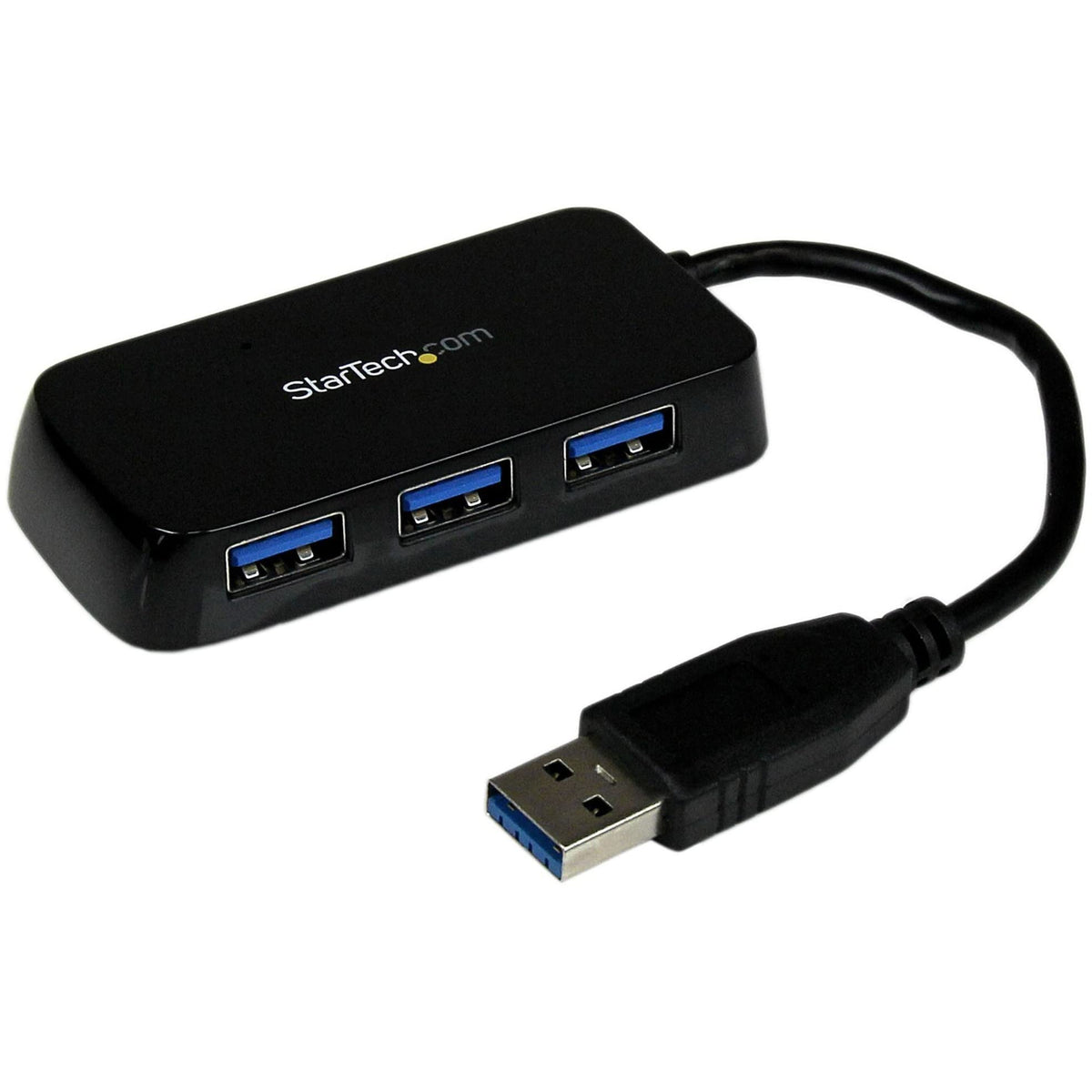 StarTech ST4300MINU3B 4-port USB 3.0 travel hub, built-in cable for mobile setups