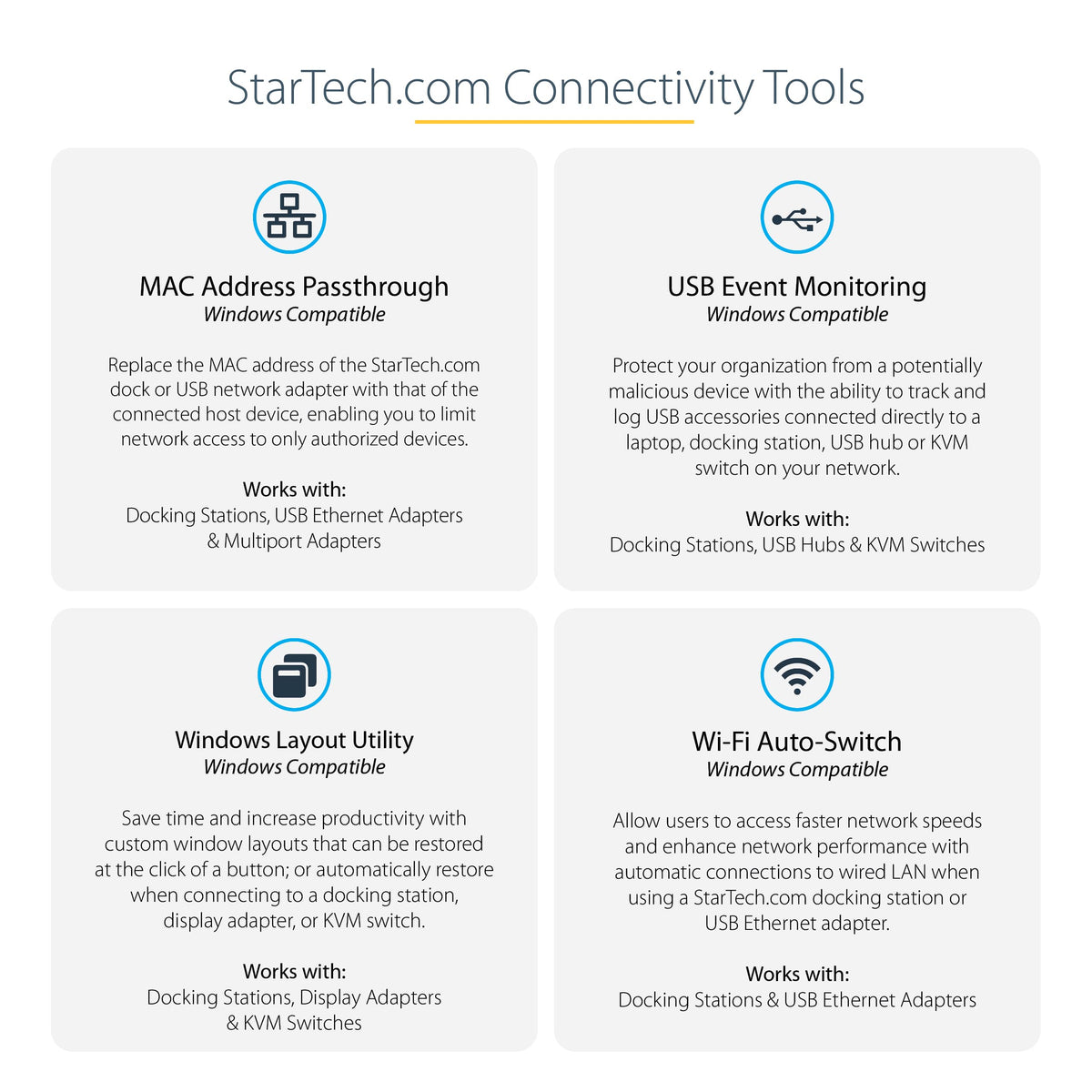StarTech Thunderbolt 3 Dock front-facing port simplifies setup.