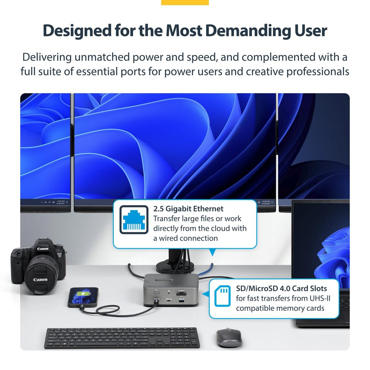 StarTech Thunderbolt 5 Dock 2.5GbE Ethernet port for fast network access