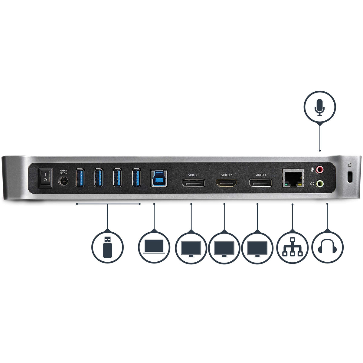StarTech.com docking station features ethernet and audio jacks for conferencing
