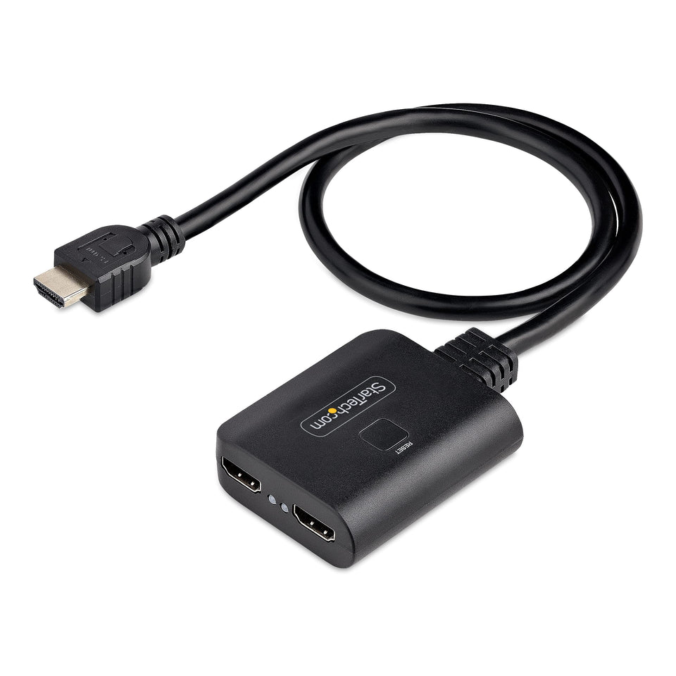 StarTech two-port HDMI splitter front view for 4K60Hz mirroring