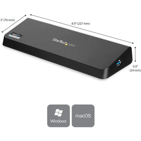 StarTech USB 3.0 Dock universal compatibility with Windows, macOS, and Chrome OS