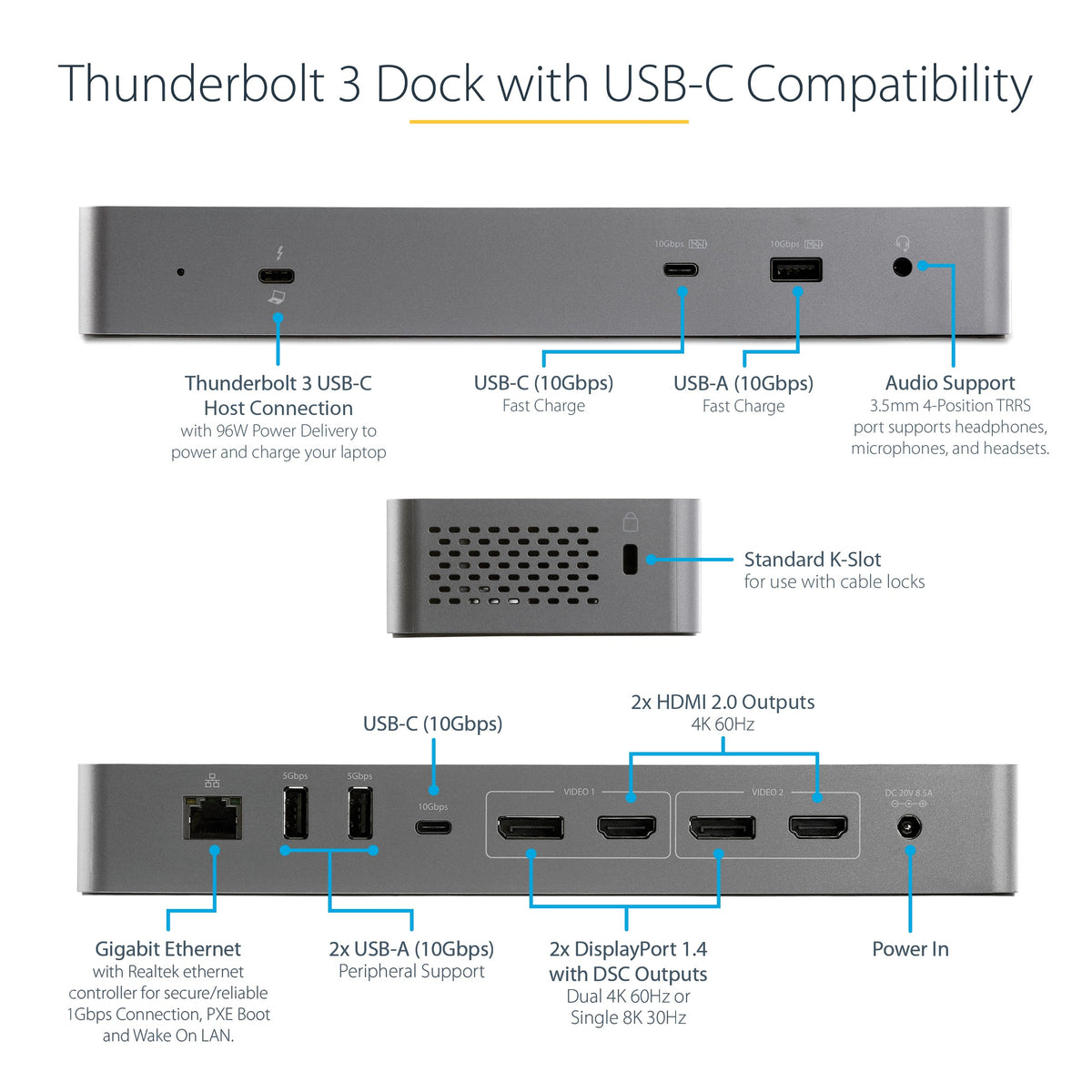 StarTech USB-C docking station 5-port USB hub with fast data transfer