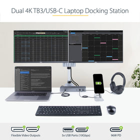 StarTech docking station with 0.8m Thunderbolt/USB-C cable for quick setup