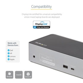StarTech.com USB-C Quad Dock supports DisplayLink on M1/M2 for extended displays.