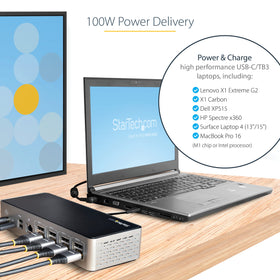 StarTech.com USB-C Quad Dock front panel with on/off button for easy control.