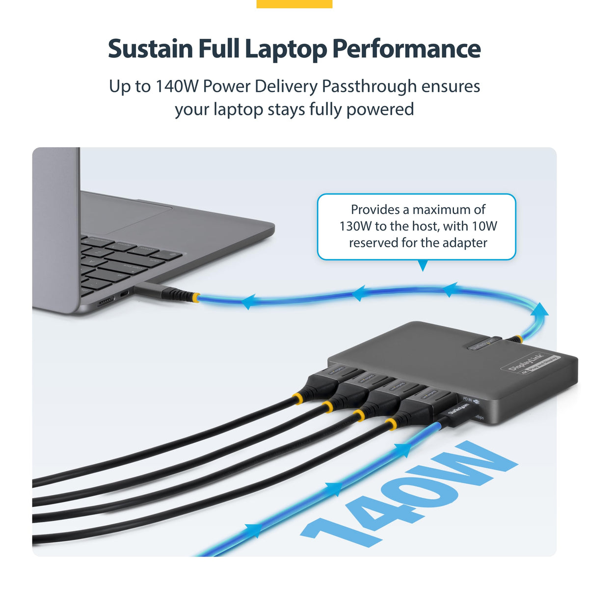StarTech USB-C 4K60 dock laptop charging while connected to peripherals.
