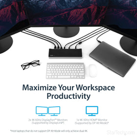 StarTech USB-C triple monitor dock provides 100W PD to charge a laptop