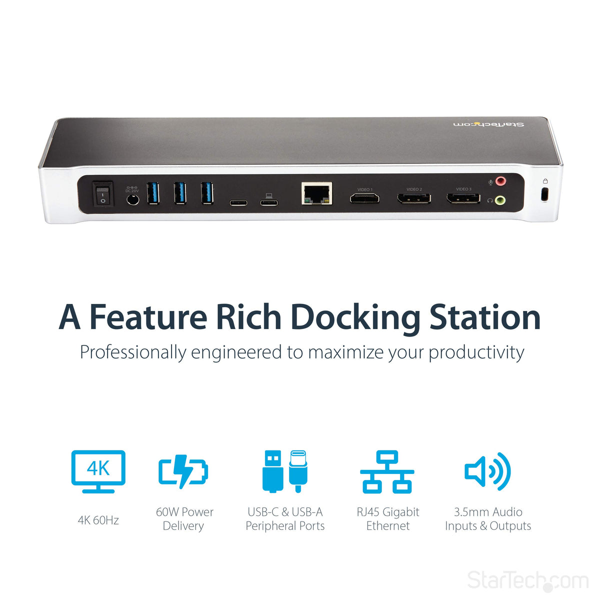 StarTech USB-C triple monitor dock 4K output for vivid displays