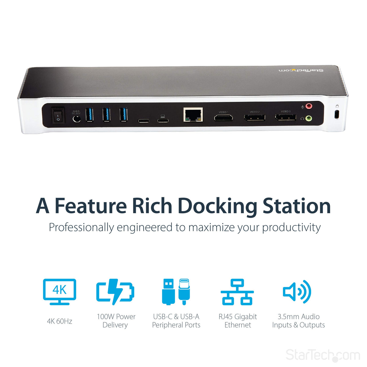 StarTech USB-C triple monitor dock supports 5K output for demanding creative tasks