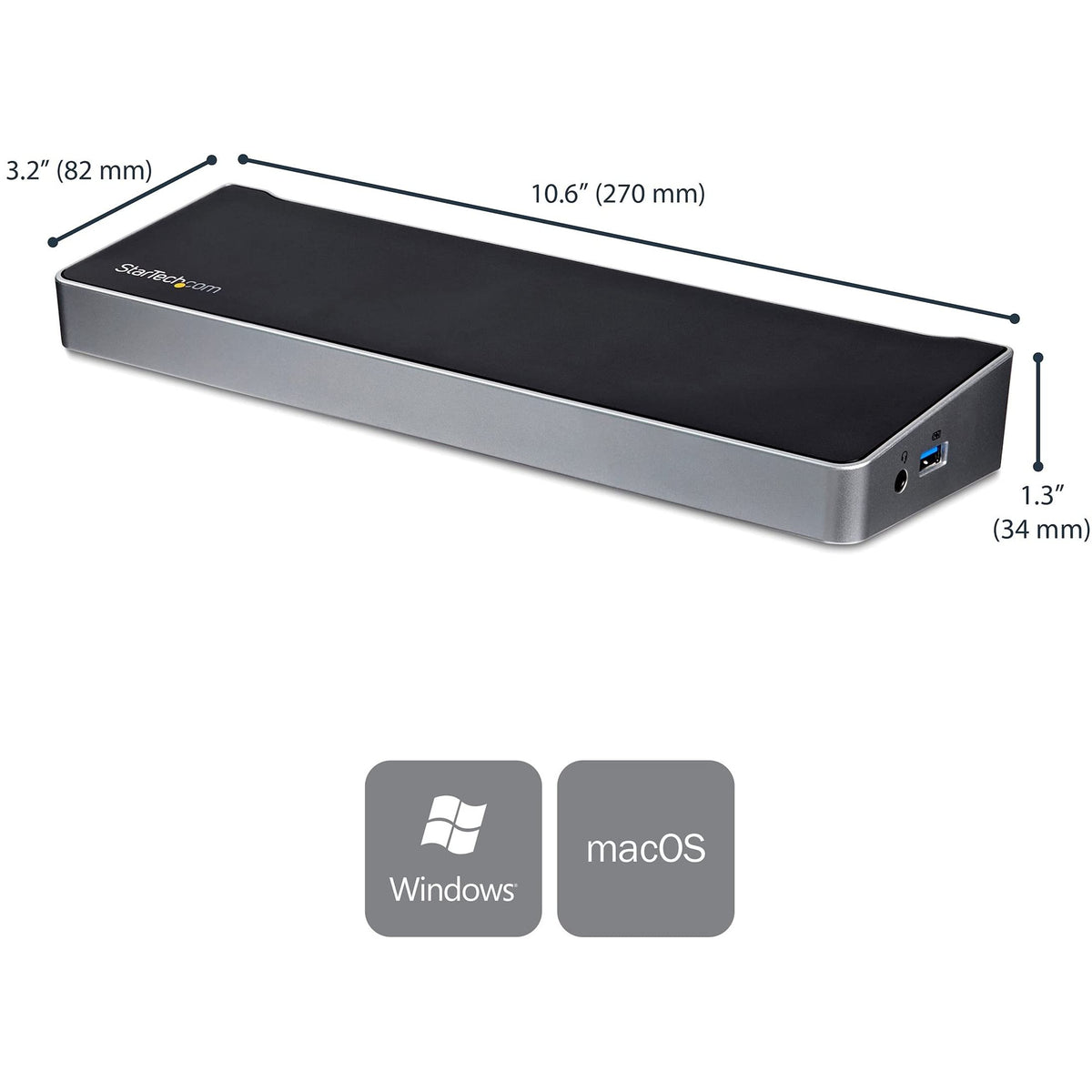 StarTech USB-C dock highlighting TAA compliance and warranty support