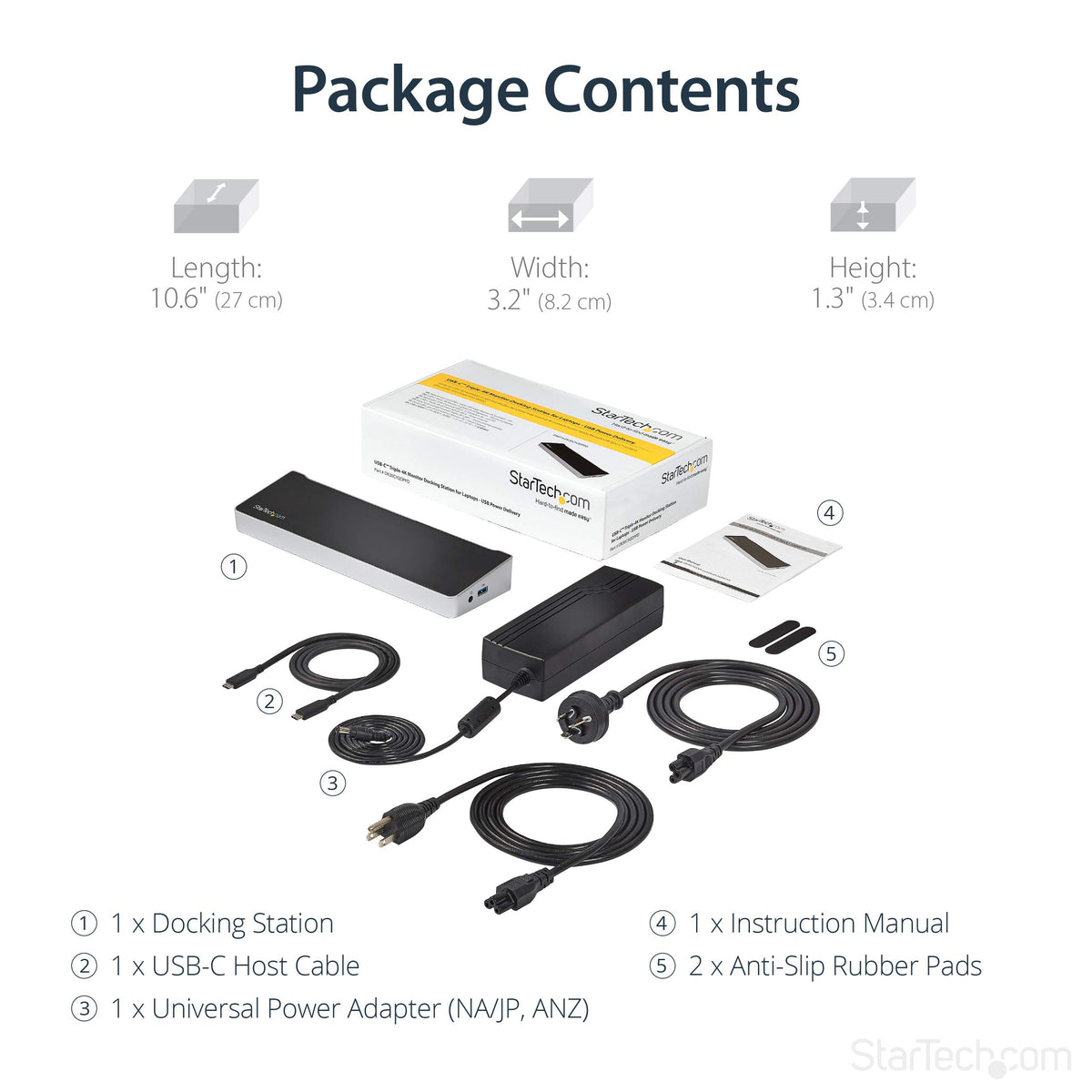 StarTech USB-C dock with five USB 3.0 ports for peripherals