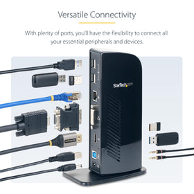 StarTech USB3SDOCKHD audio jack for quick headset connections during calls