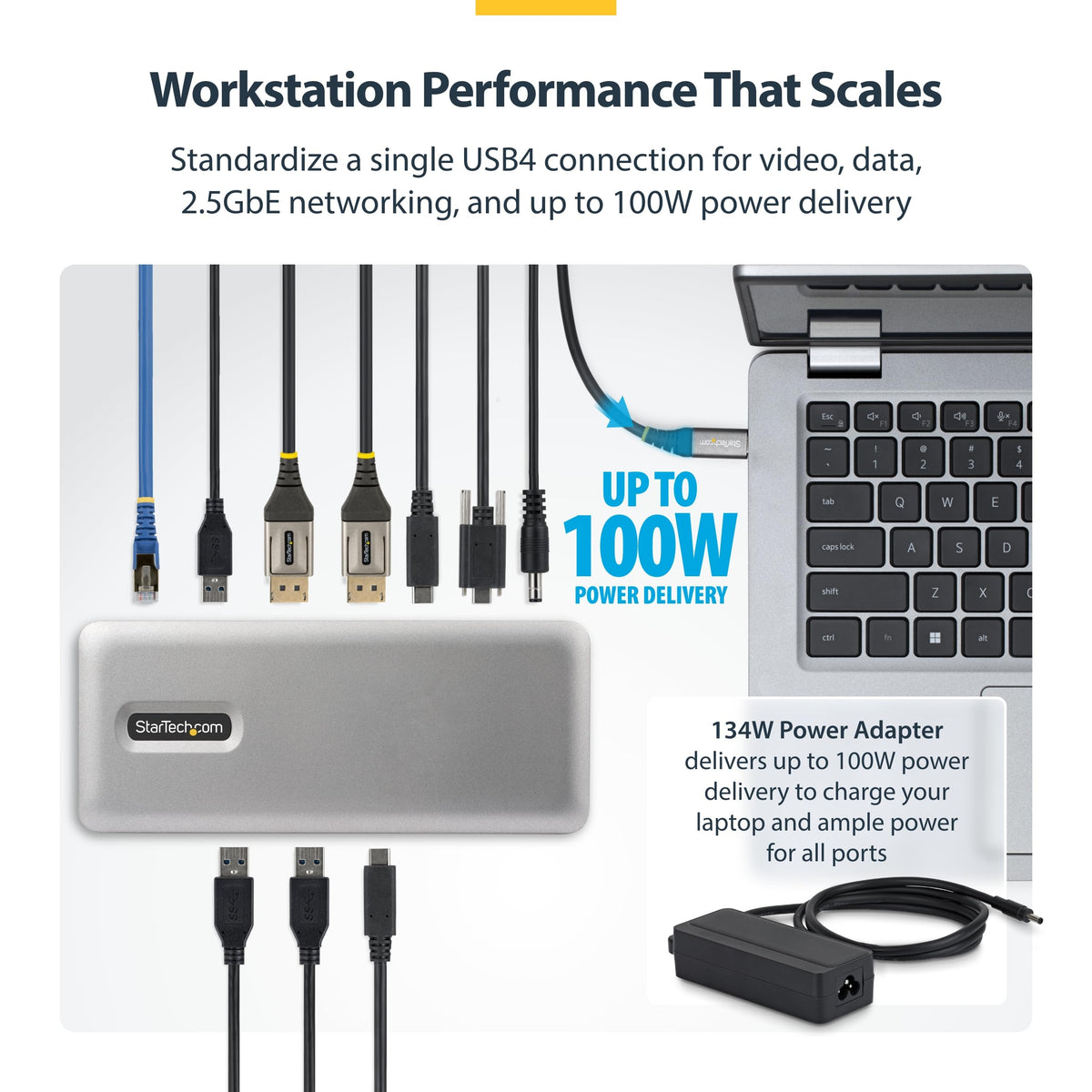 2.5GbE Ethernet port on StarTech USB4 docking station enables fast local networks