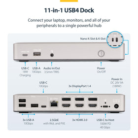 StarTech USB4 docking station three-output setup for extended desktops.