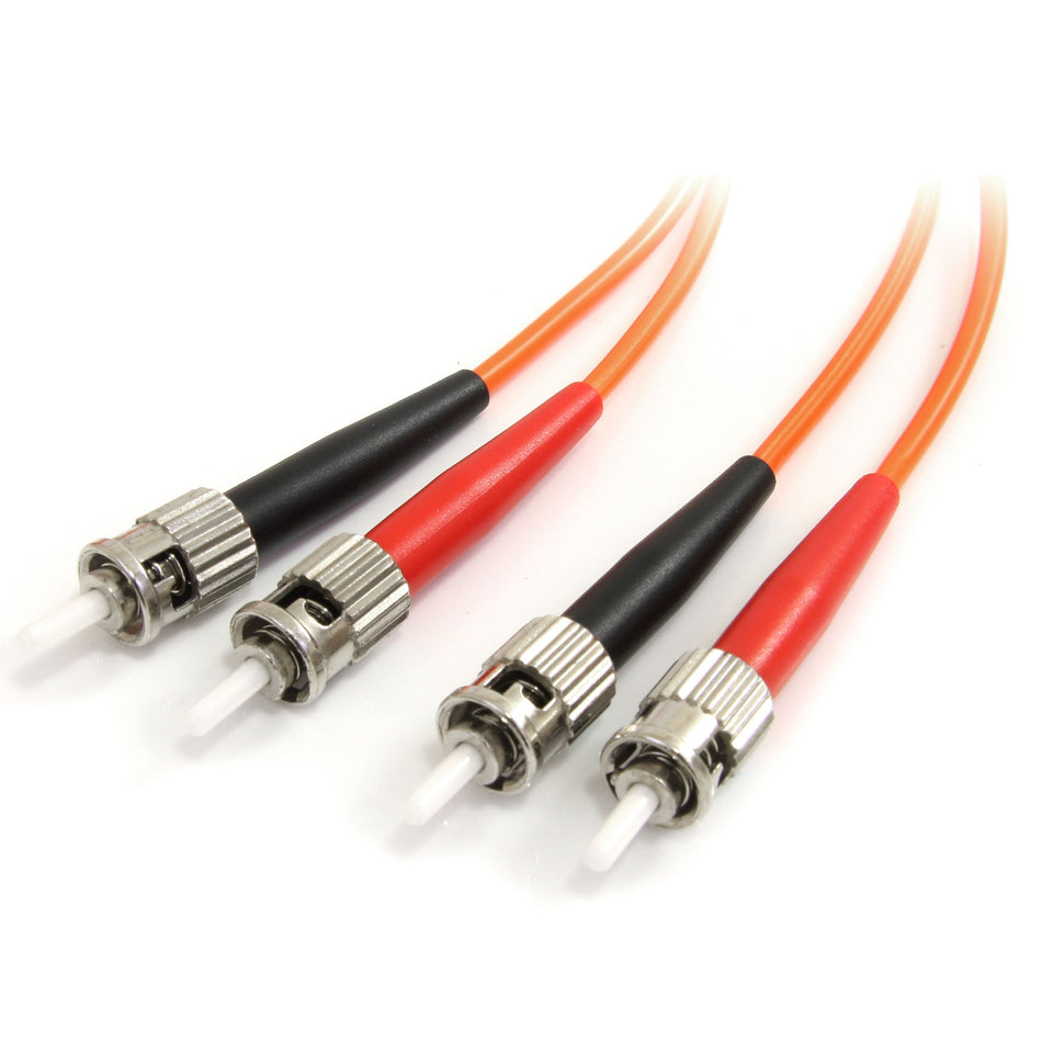 StarTech.com FIBSTST2 orange ST/ST duplex fiber patch cable enables reliable high-speed network links.